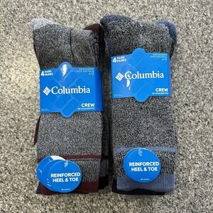 Columbia Mens Crew Socks Size 6-12 Cushioned Support Moisture Control 8 Pairs